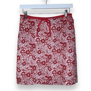 American Eagle Outfitters AEO Floral Lined Front Tie Coral Skirt Pockets Women 4